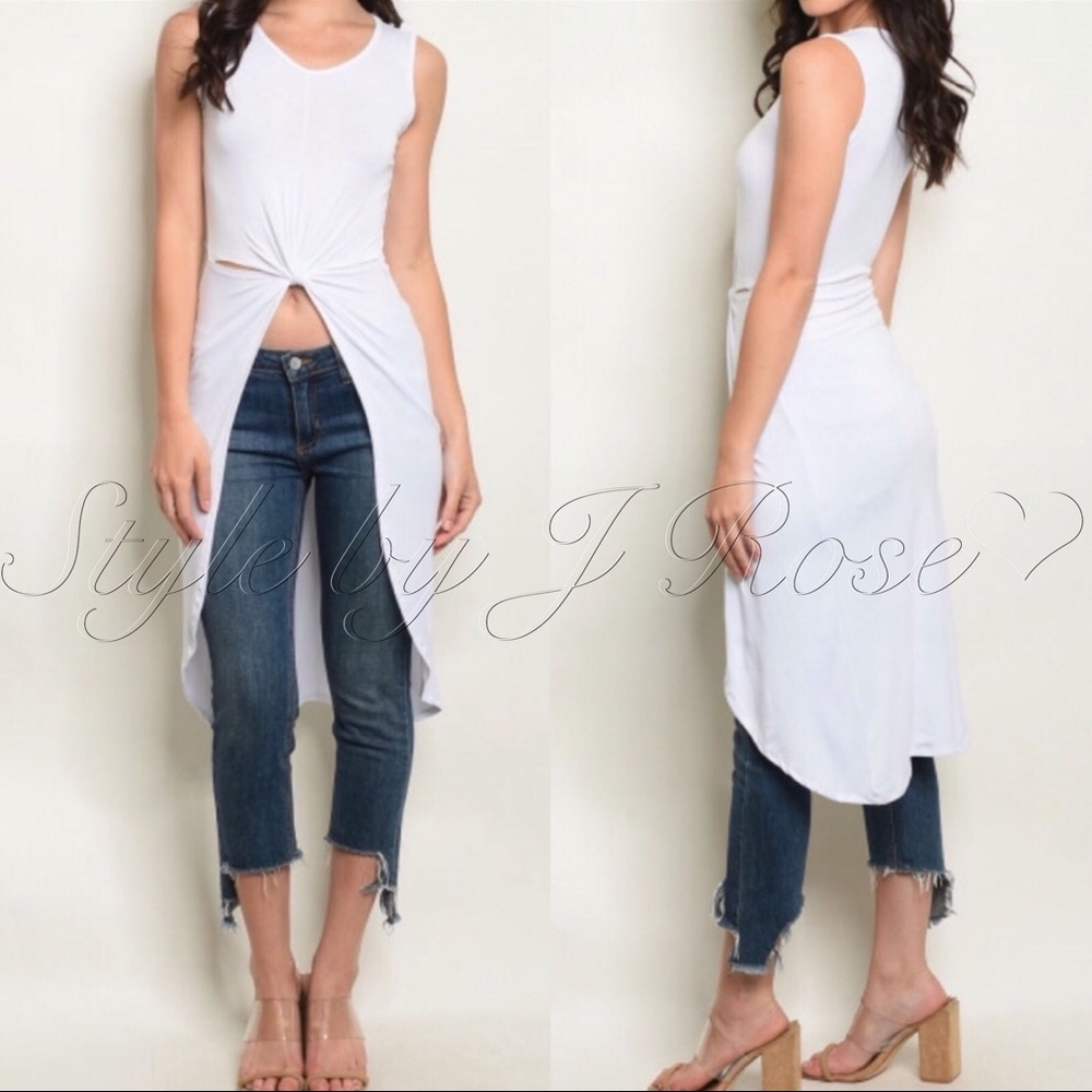 PORTIA WHITE Hi-Low Sleeveless Top